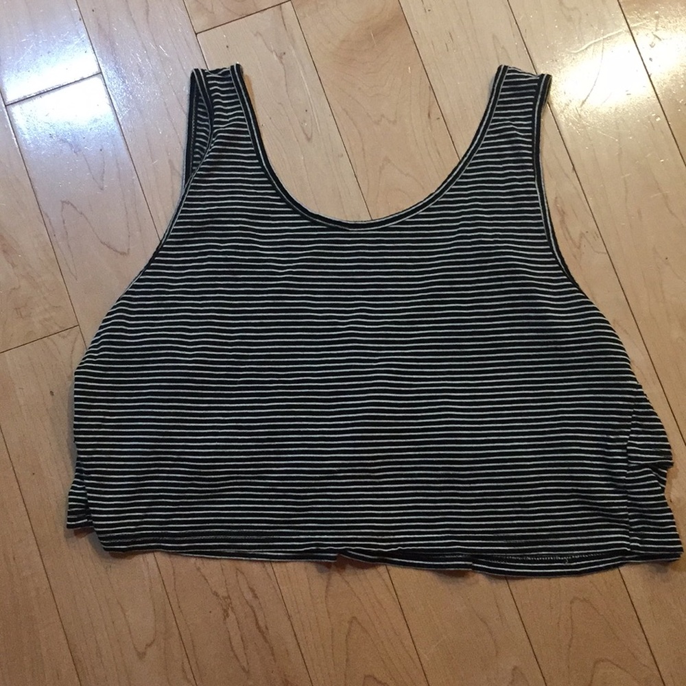 Striped crop tank with layered back!